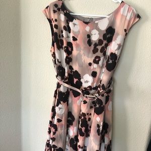 Eva Mendes brown/pink knee length dress 16